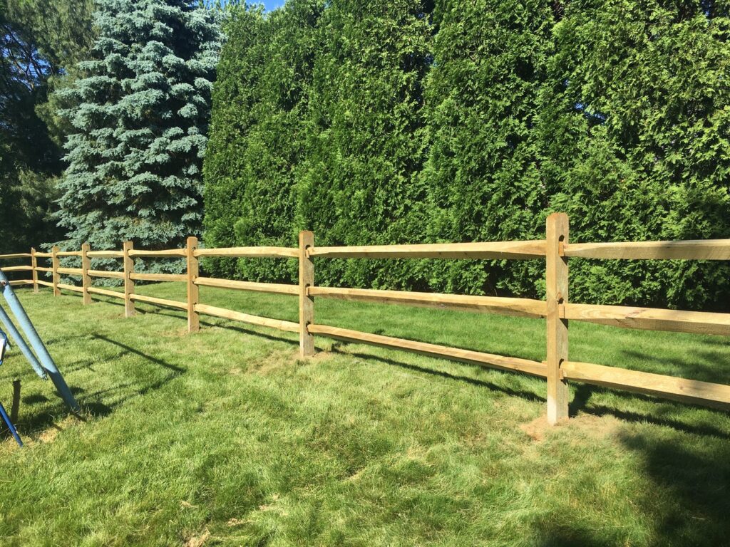 Split Rail Fence, installed by Swiss Valley Fence. Zoarville Ohio.