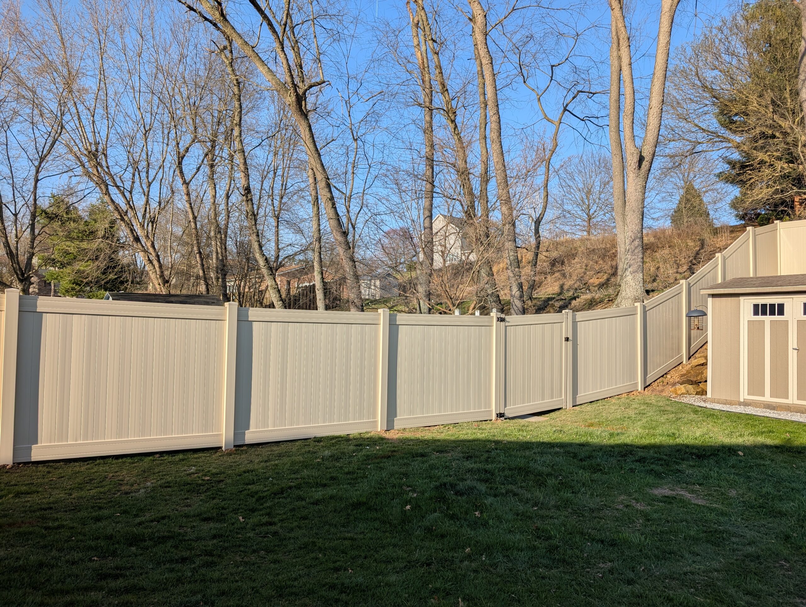 Vinyl Privacy Fence, East Sparta, Installed By Swiss Valley Fence