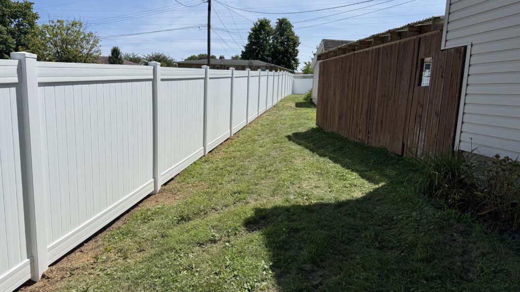 Vinyl Privacy Fence, installed by Swiss Valley Fence. St. Clairsville Ohio