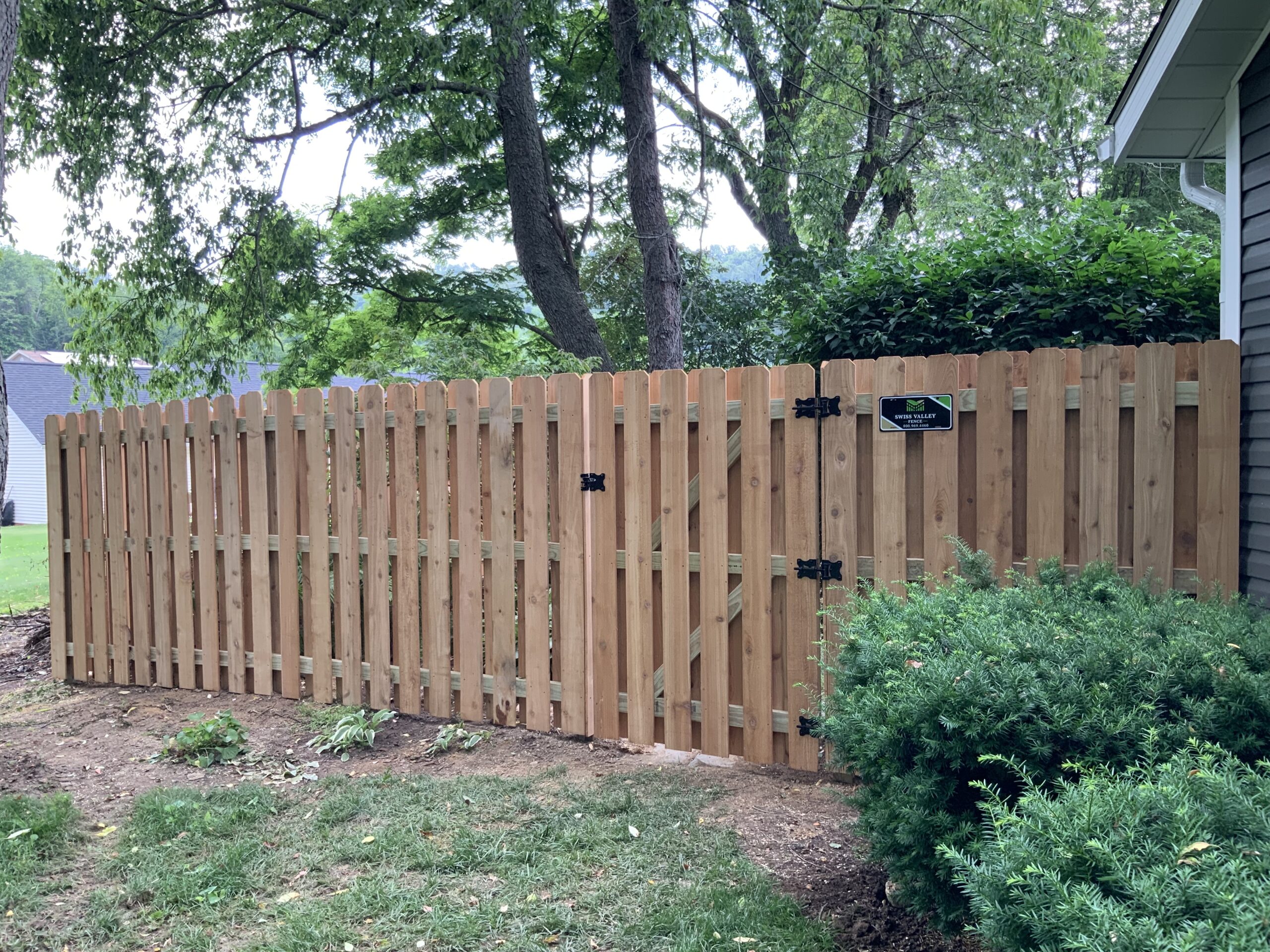 Wood Shadow Box Privacy Fence, Installed By Swiss Valley Fence. Newark Ohio.