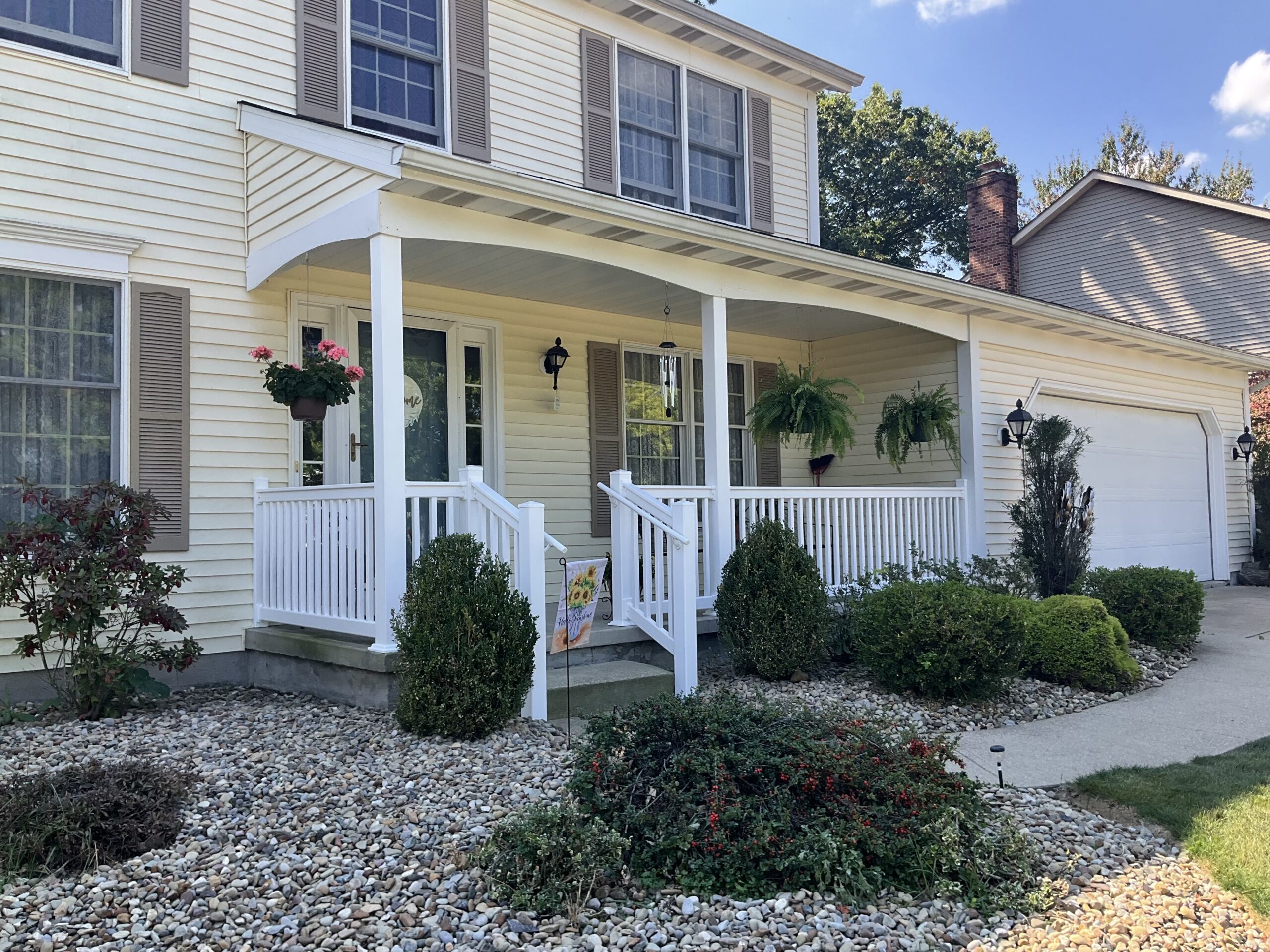 Vinyl railing, installed by Swiss Valley Fence. Columbiana Ohio
