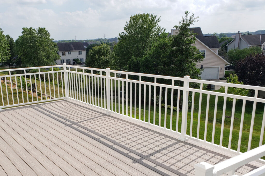 Composite Deck, and Aluminum Railing installed by Swiss Valley Fence, Wilmot Ohio.