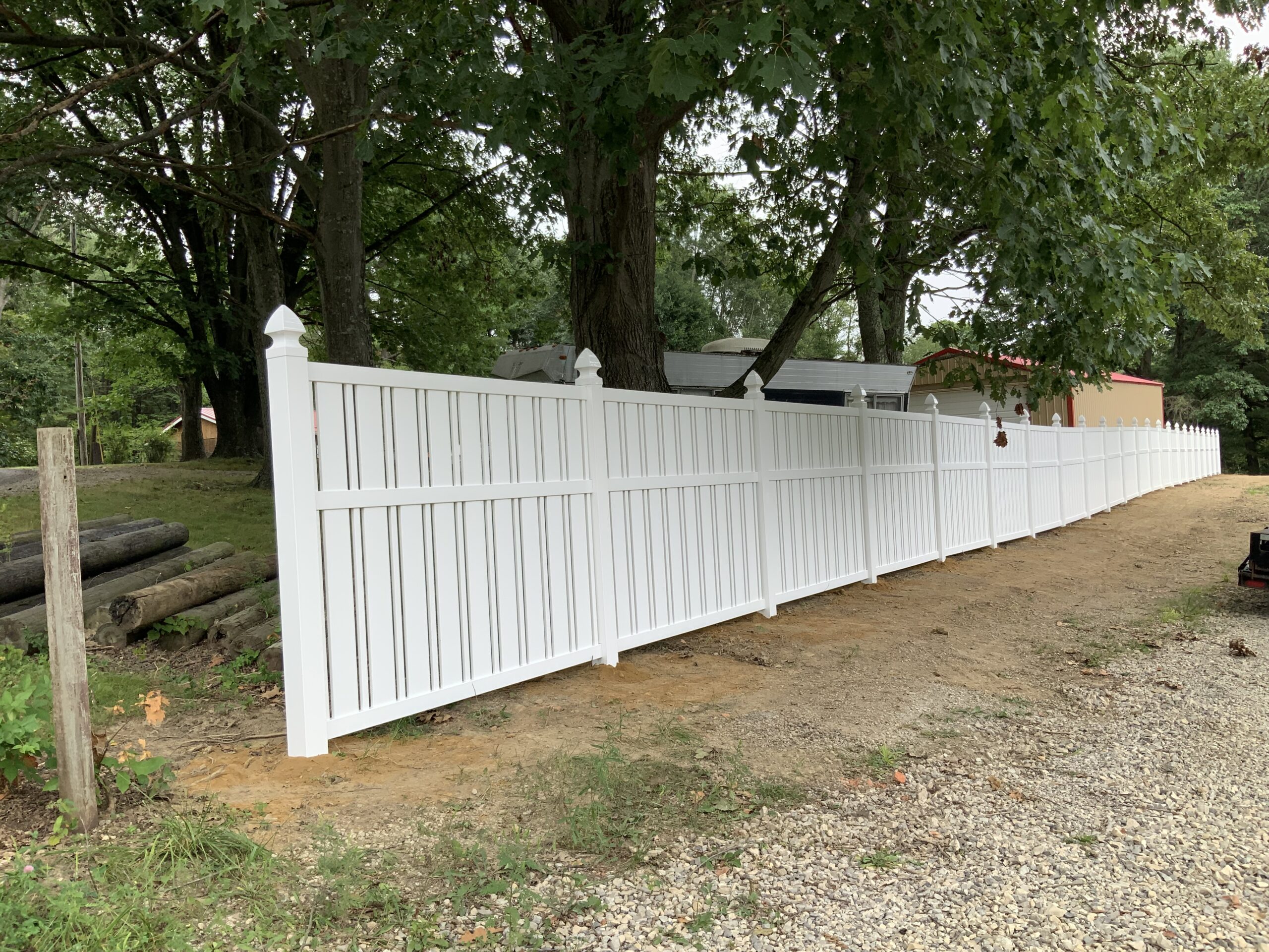 Vinyl Semi Privacy Fence, installed by Swiss Valley Fence. Beach City Ohio.