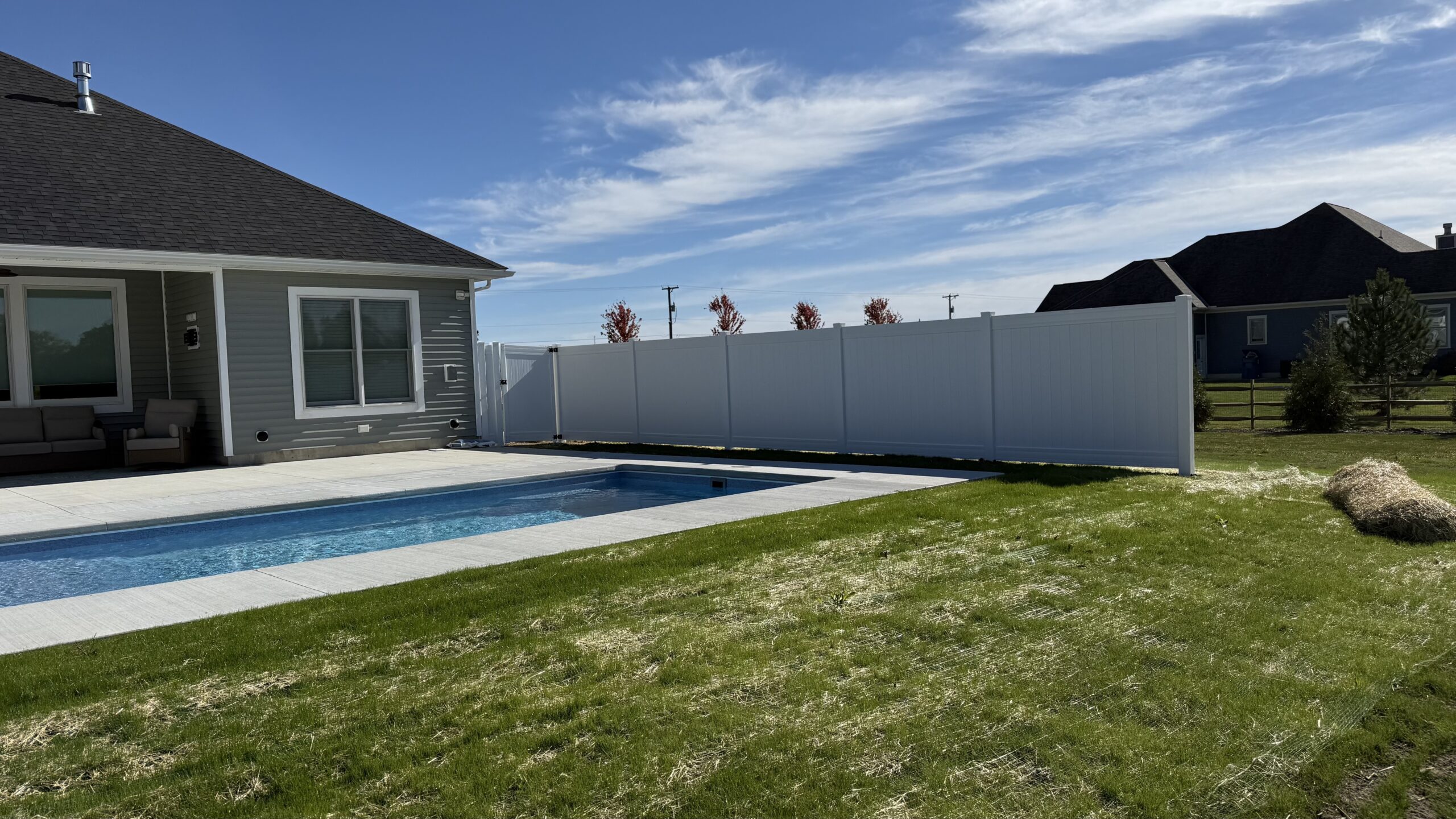 Vinyl Privacy Fence, installed by Swiss Valley Fence. Berlin Ohio.