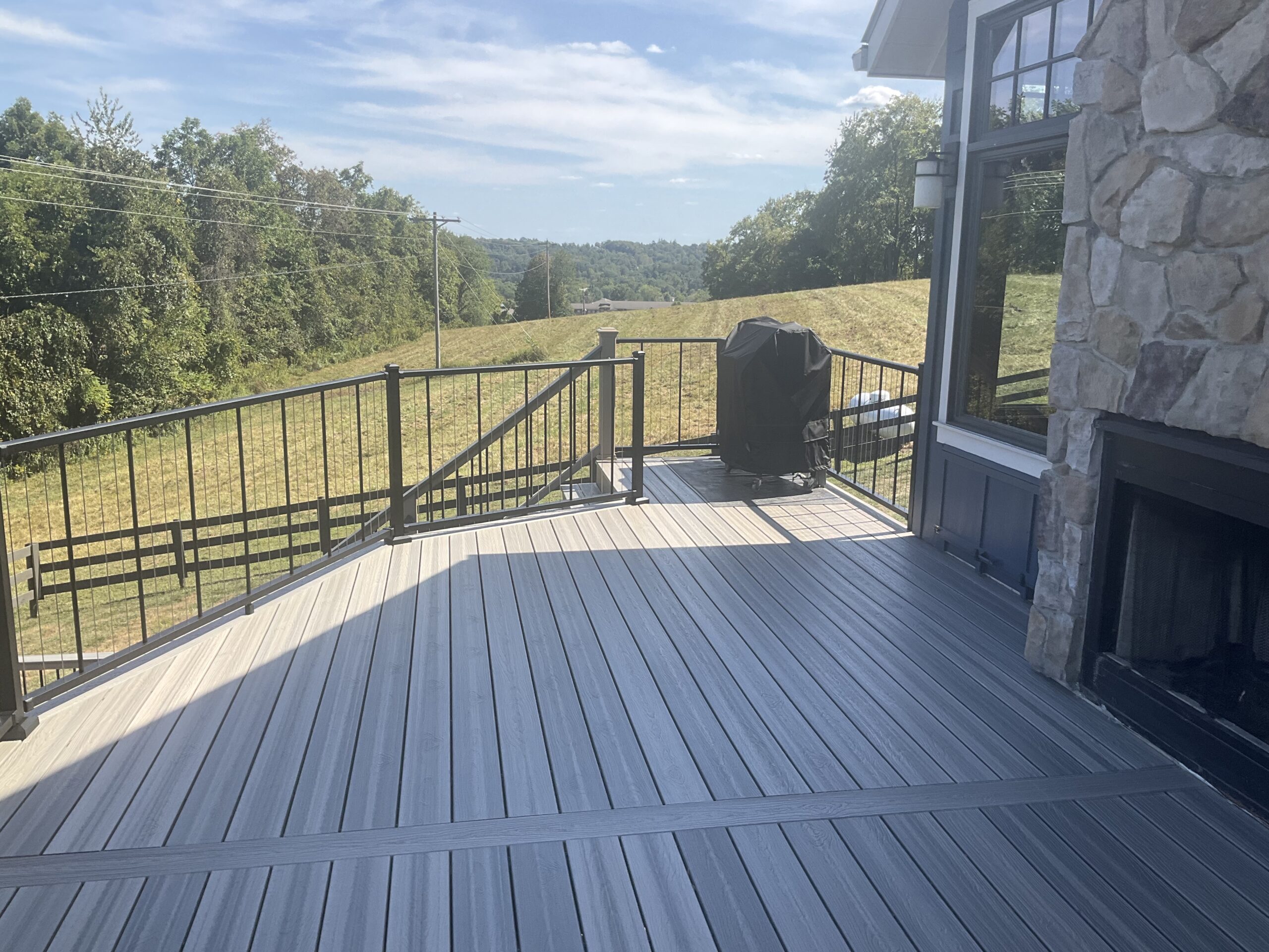 Composite Deck, & Aluminum Railing, installed by Swiss Valley Fence. Columbiana Ohio.