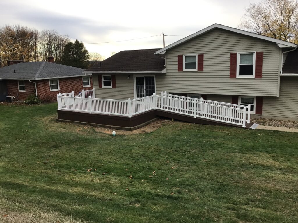 Deck & Railing installed by Swiss Valley Fence. Blain Ohio.
