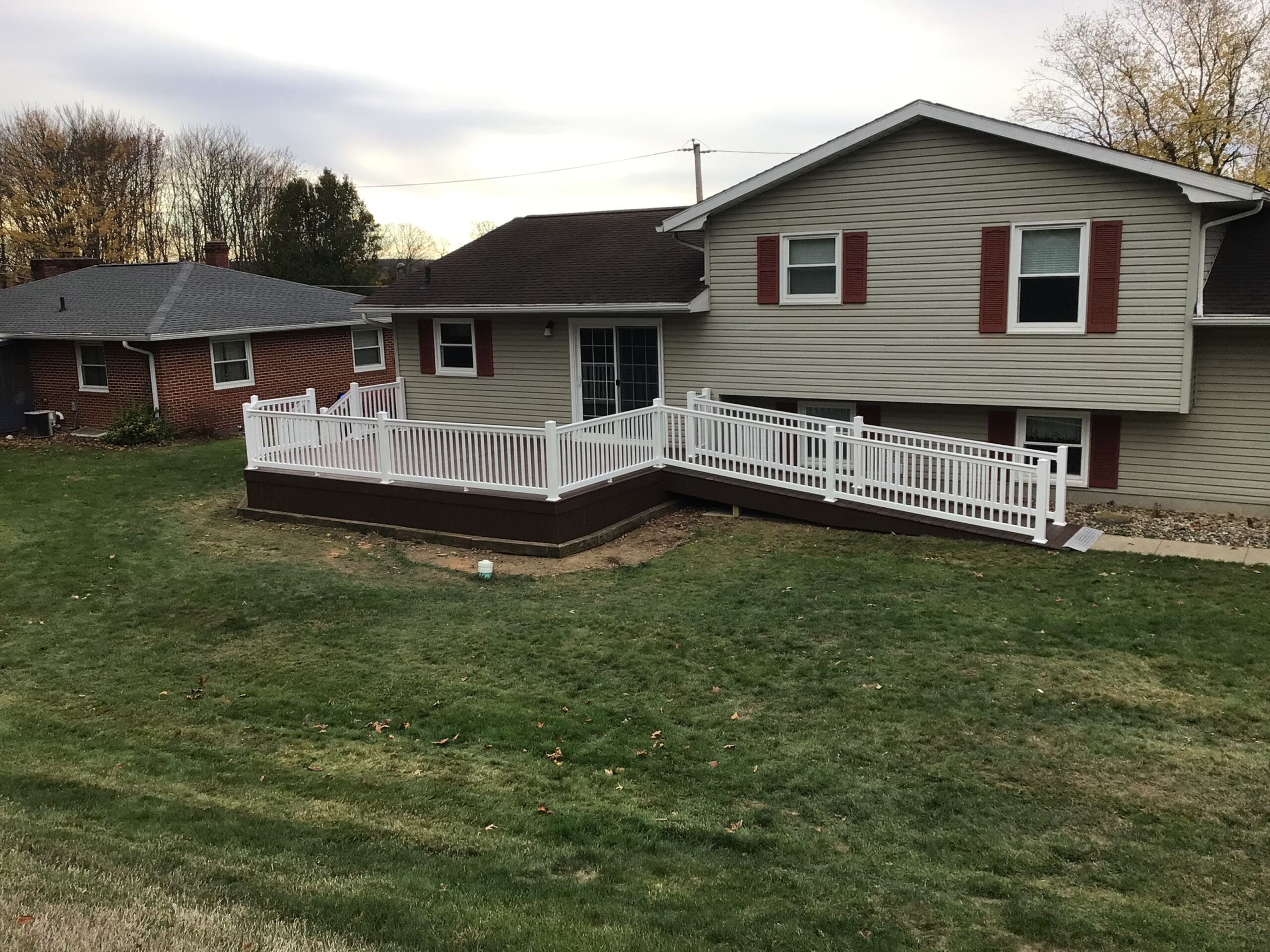 Deck & Railing installed by Swiss Valley Fence. Blain Ohio.