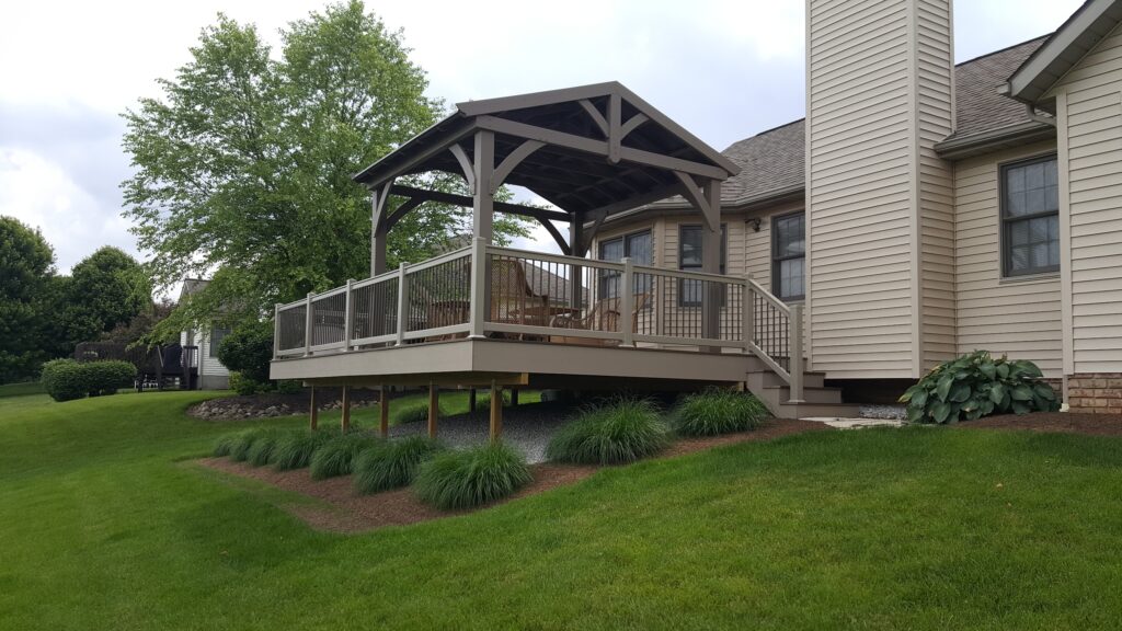 Composite Decking & Vinyl Railing installed by Swiss Valley Fence. Corning Ohio.