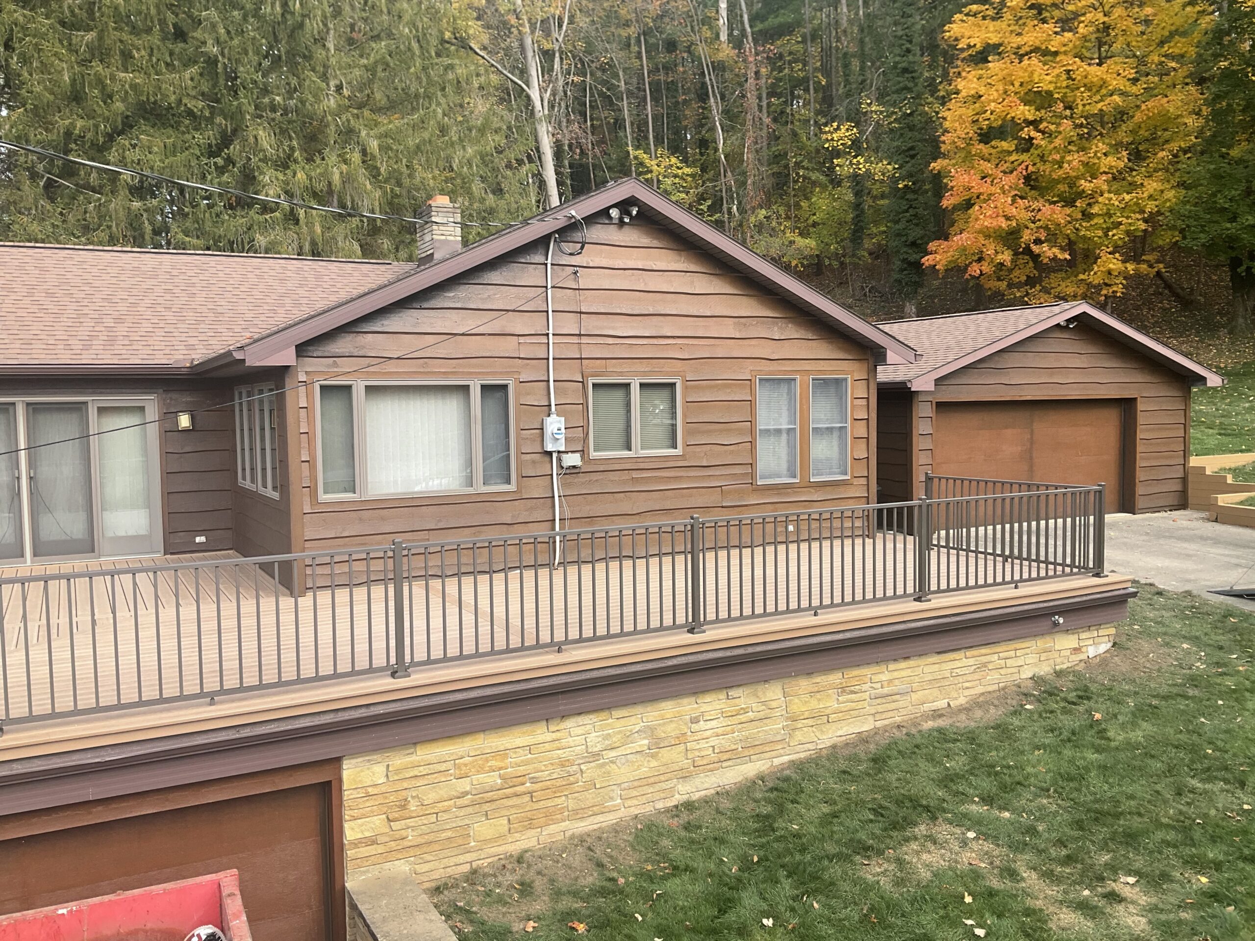 Composite Decking & Aluminum Railing installed by Swiss Valley Fence. Coshocton Ohio.