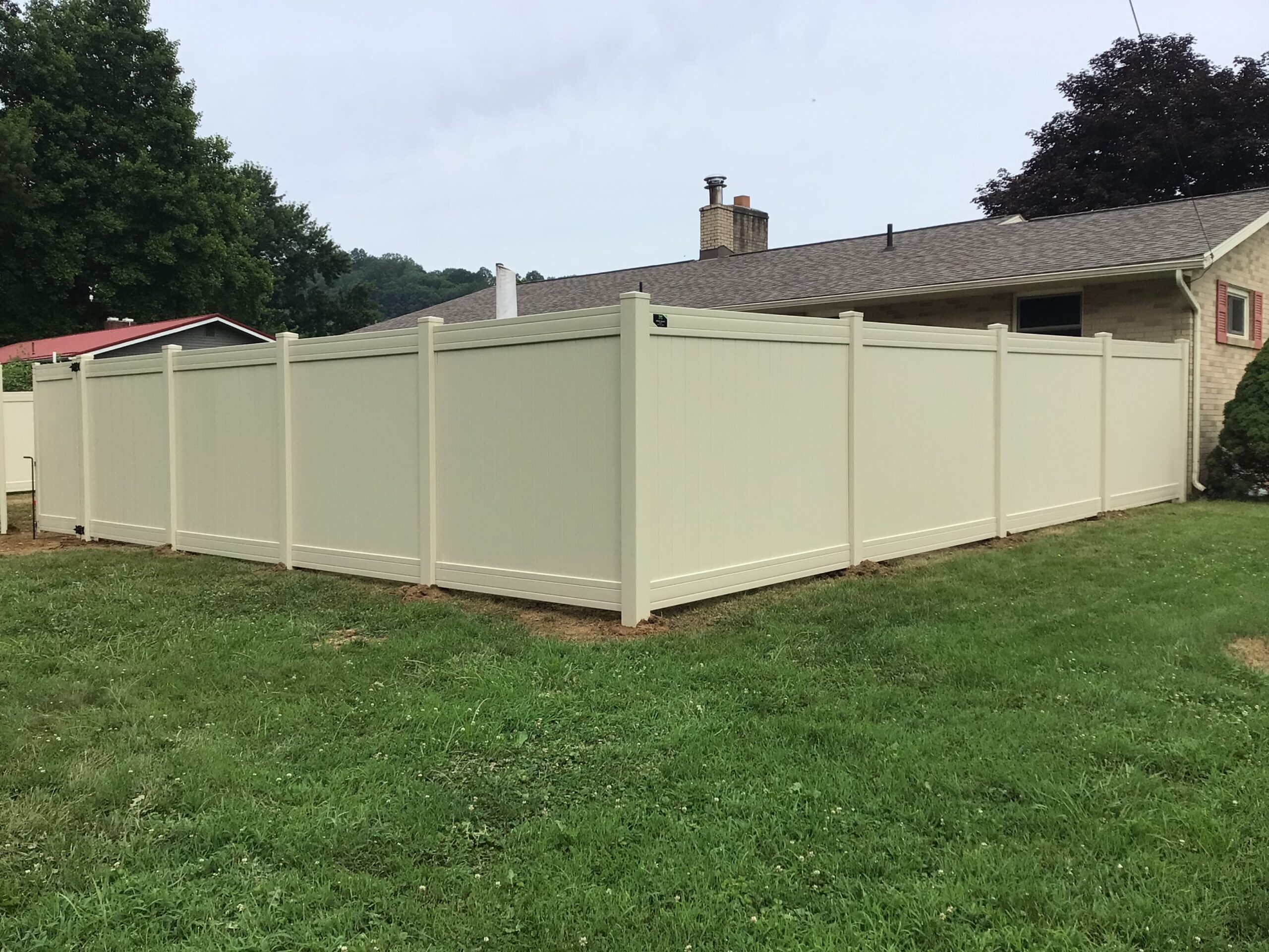 Vinyl Privacy Fence, installed by Swiss Valley Fence. Crooksville Ohio.