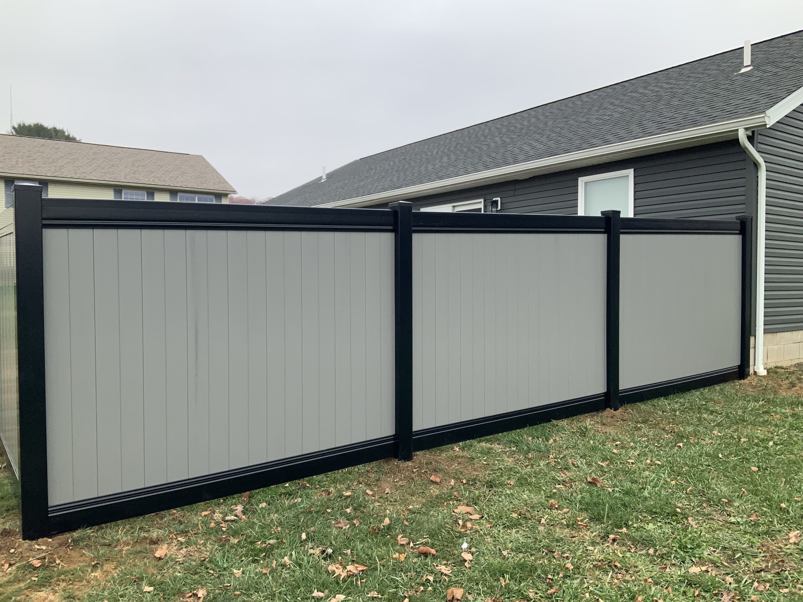 Vinyl Privacy Fence, installed by Swiss Valley Fence. Dundee Ohio.